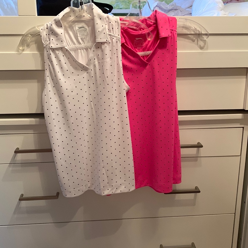 2 girls athletic collared golf tank tops